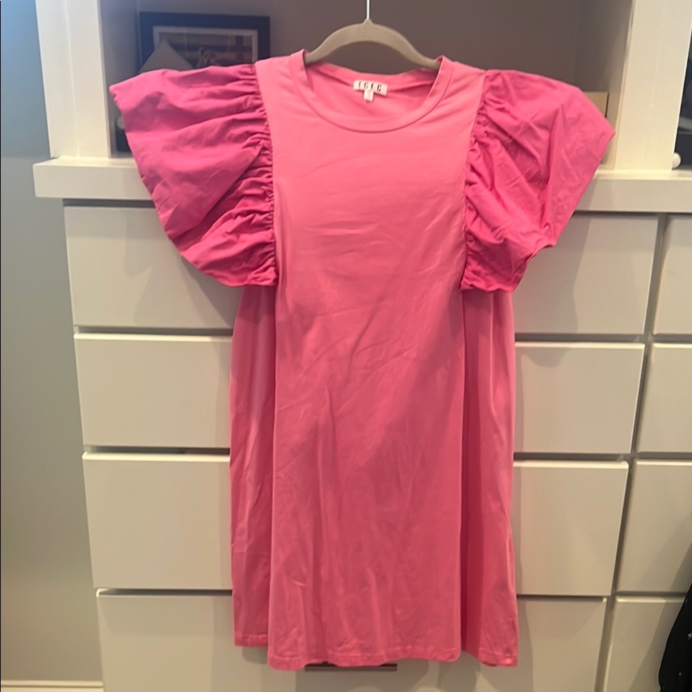 TCEC Pink Puff Sleeve tshirt Dress size M